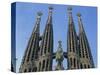 Spires of the Sagrada Familia, the Gaudi Cathedral in Barcelona, Cataluna, Spain, Europe-Jeremy Bright-Stretched Canvas