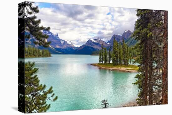 Spirit Island on Maligne Lake, Alberta, Canada-George Oze-Stretched Canvas