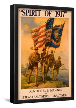 Travel Adventure Join the Marines Vintage WW1 USA Military Propaganda Poster 