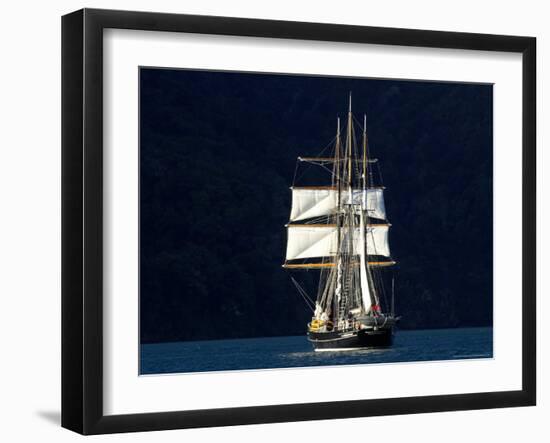 Spirit of New Zealand Tall Ship, Marlborough Sounds, South Island, New Zealand-David Wall-Framed Photographic Print