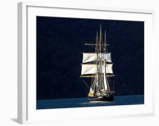 Spirit of New Zealand Tall Ship, Marlborough Sounds, South Island, New Zealand-David Wall-Framed Photographic Print