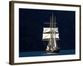 Spirit of New Zealand Tall Ship, Marlborough Sounds, South Island, New Zealand-David Wall-Framed Photographic Print