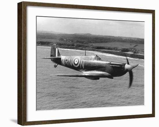 Spitfire in Flight-null-Framed Photographic Print