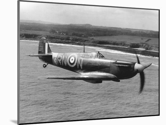 Spitfire in Flight-null-Mounted Photographic Print