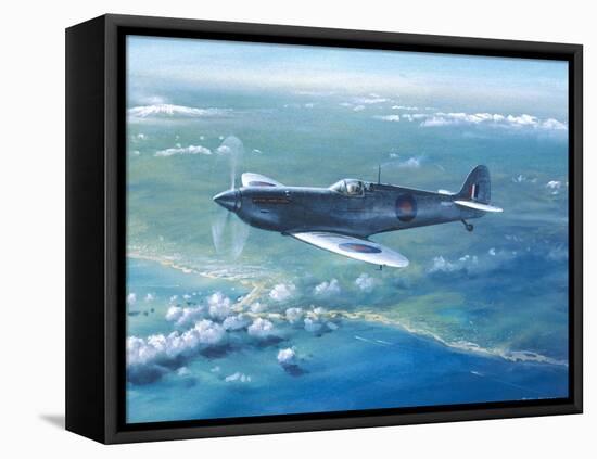 Spitfire Pr Mk IV Over Sicily-Roy Cross-Framed Stretched Canvas