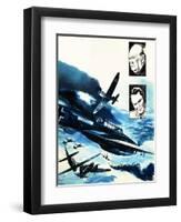 Spitfires in a Dogfight with German Messerschmitts-Gerry Wood-Framed Giclee Print