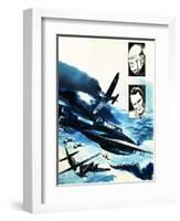 Spitfires in a Dogfight with German Messerschmitts-Gerry Wood-Framed Giclee Print