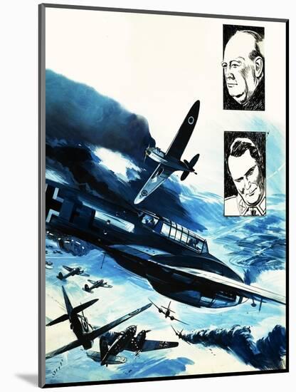 Spitfires in a Dogfight with German Messerschmitts-Gerry Wood-Mounted Giclee Print