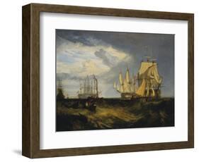 Spithead: Two Captured Danish Ships Entering Portsmouth Harbour-J. M. W. Turner-Framed Giclee Print