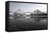 Spitsbergen, Svalbard, Norway. Mountains Reflecting on a Lagoon in Northern Spitsbergen-ClickAlps-Framed Stretched Canvas