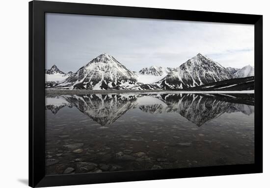 Spitsbergen, Svalbard, Norway. Mountains Reflecting on a Lagoon in Northern Spitsbergen-ClickAlps-Framed Photographic Print