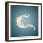 Splash of White Fat Milk as Design Element on Blue Background-Willyam Bradberry-Framed Photographic Print