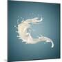 Splash of White Fat Milk as Design Element on Blue Background-Willyam Bradberry-Mounted Photographic Print