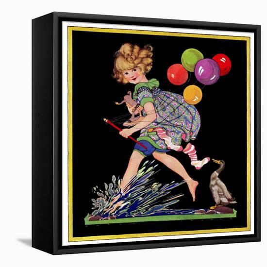 Splashing in Puddle - Child Life-Hazel Frazee-Framed Stretched Canvas