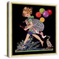 Splashing in Puddle - Child Life-Hazel Frazee-Stretched Canvas