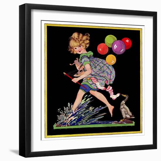 Splashing in Puddle - Child Life-Hazel Frazee-Framed Giclee Print