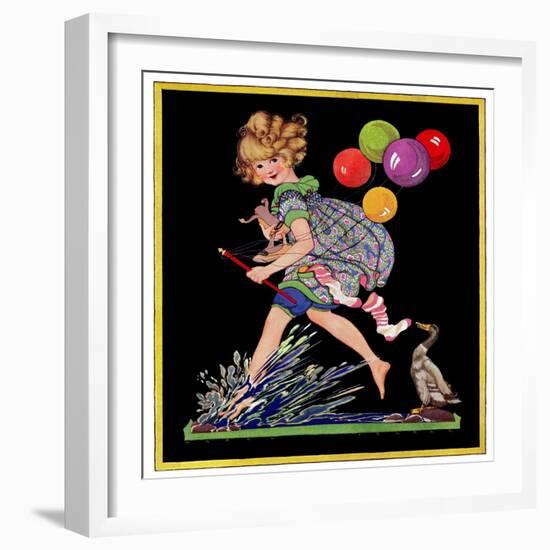 Splashing in Puddle - Child Life-Hazel Frazee-Framed Giclee Print