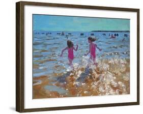 Splashing in the Sea, Clacton, 2014-Andrew Macara-Framed Giclee Print