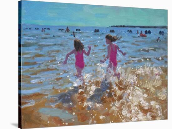 Splashing in the Sea, Clacton, 2014-Andrew Macara-Stretched Canvas