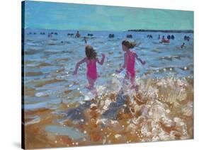 Splashing in the Sea, Clacton, 2014-Andrew Macara-Stretched Canvas