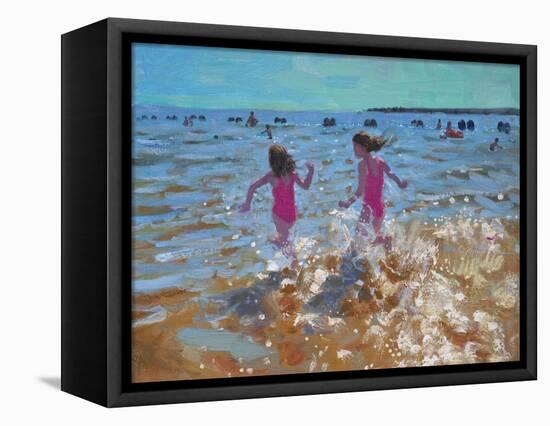 Splashing in the Sea, Clacton, 2014-Andrew Macara-Framed Stretched Canvas