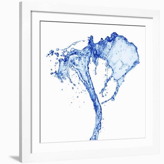 Splashing Stream of Water Against White Background-Kr?ger and Gross-Framed Photographic Print