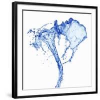 Splashing Stream of Water Against White Background-Kr?ger and Gross-Framed Photographic Print