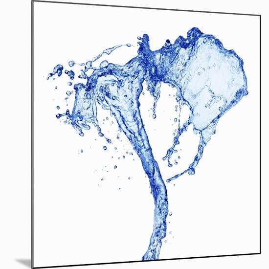 Splashing Stream of Water Against White Background-Kr?ger and Gross-Mounted Photographic Print