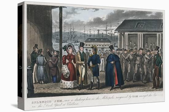 Splendid Jem' Amongst the Convicts in the Naval Dock Yard at Chatham, Kent, 1821-Isaac Robert Cruikshank-Stretched Canvas