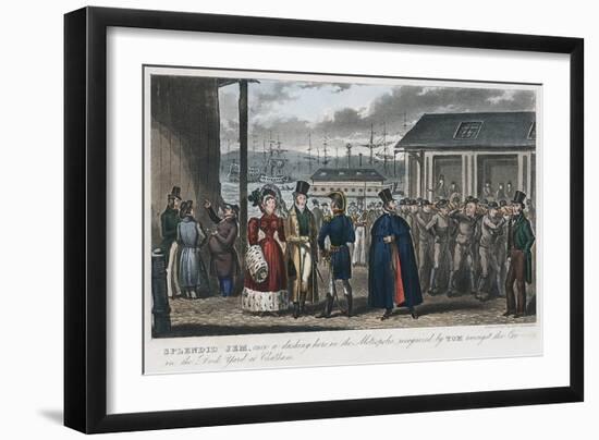 Splendid Jem' Amongst the Convicts in the Naval Dock Yard at Chatham, Kent, 1821-Isaac Robert Cruikshank-Framed Giclee Print