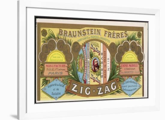 Splendid Wrapper for a Packet of Zig-Zag Cigarette Papers, Winner of Many Gold Medals-null-Framed Art Print