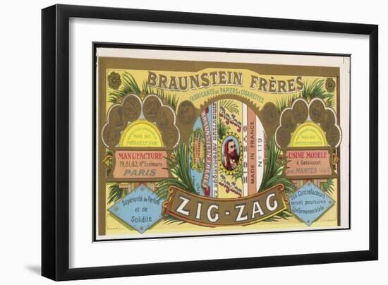 Splendid Wrapper for a Packet of Zig-Zag Cigarette Papers, Winner of Many Gold Medals-null-Framed Art Print