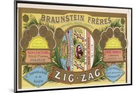 Splendid Wrapper for a Packet of Zig-Zag Cigarette Papers, Winner of Many Gold Medals-null-Mounted Art Print