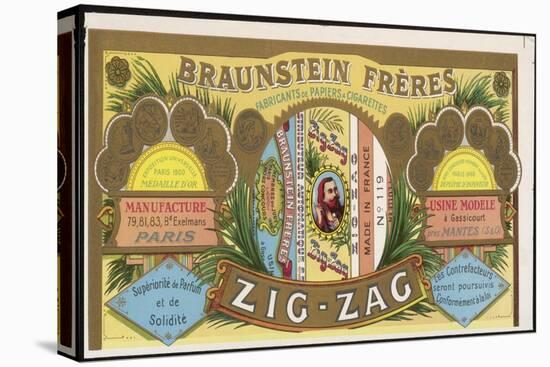 Splendid Wrapper for a Packet of Zig-Zag Cigarette Papers, Winner of Many Gold Medals-null-Stretched Canvas