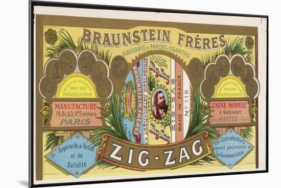 Splendid Wrapper for a Packet of Zig-Zag Cigarette Papers, Winner of Many Gold Medals-null-Mounted Art Print