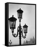 Splendor of a Street Light in the Piazza San Marco with the Santa Maria Della Salute Church-Dmitri Kessel-Framed Stretched Canvas