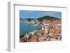 Split, Dalmatian Coast, Croatia. High overall rooftop view with harbour. The tower is the 15th c...-null-Framed Photographic Print