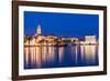 Split Harbour with Cathedral of Saint Domnius at dusk, Split, Dalmatian Coast, Croatia-Neil Farrin-Framed Photographic Print