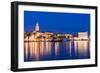 Split Harbour with Cathedral of Saint Domnius at dusk, Split, Dalmatian Coast, Croatia-Neil Farrin-Framed Photographic Print