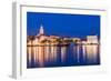 Split Harbour with Cathedral of Saint Domnius at dusk, Split, Dalmatian Coast, Croatia-Neil Farrin-Framed Photographic Print