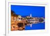 Split Harbour with Cathedral of Saint Domnius at dusk, Split, Dalmatian Coast, Croatia-Neil Farrin-Framed Photographic Print