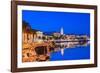 Split Harbour with Cathedral of Saint Domnius at dusk, Split, Dalmatian Coast, Croatia-Neil Farrin-Framed Photographic Print