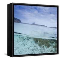 Split Level View at the Shoreline of Praia Da Atalaia Beach on Fernando De Noronha-Alex Saberi-Framed Stretched Canvas