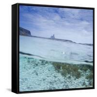 Split Level View at the Shoreline of Praia Da Atalaia Beach on Fernando De Noronha-Alex Saberi-Framed Stretched Canvas