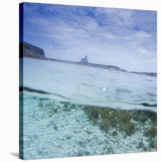 Split Level View at the Shoreline of Praia Da Atalaia Beach on Fernando De Noronha-Alex Saberi-Stretched Canvas