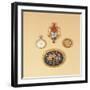 Split Pearl Fob Watch (Front and Back); Victorian Micro-Mosaic Brooch; Victorian Pietra-Dura Brooch-English-Framed Giclee Print