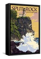 Split Rock Lighthouse - Minnesota-Lantern Press-Framed Stretched Canvas