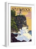 Split Rock Lighthouse - Minnesota-Lantern Press-Framed Art Print