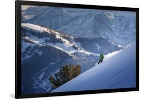 Splitboarder Zach Grant Takes In The View From Eagle Run South, Dry Fork, Wasatch Mts, Feb 2014-Louis Arevalo-Framed Photographic Print