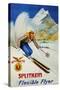 Splitkein Flexible Flyer Skis Advertisement Poster-Marian E. Williams-Stretched Canvas